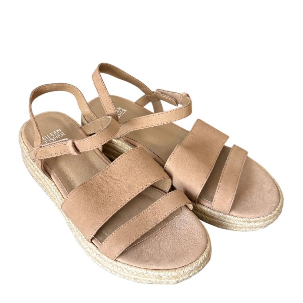 EILEEN FISHER Size 8.5 Sandals Devi Platform Wedge Espadrille Jute Strappy